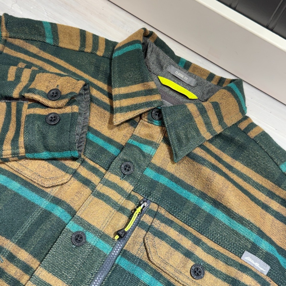 Eddie Bauer Mountain OPS Flannel Shirt Mens Sz M Stripes EUC